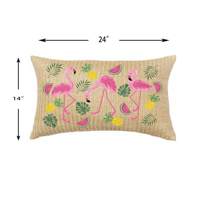 Summer Outdoor Lumbar Flamingo Pillows - Multi Daily Nest
