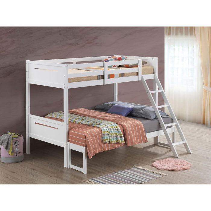 Bunk Bed With Built In Ladder, Safety Guardrails And Angled Access Step Furniture Max
