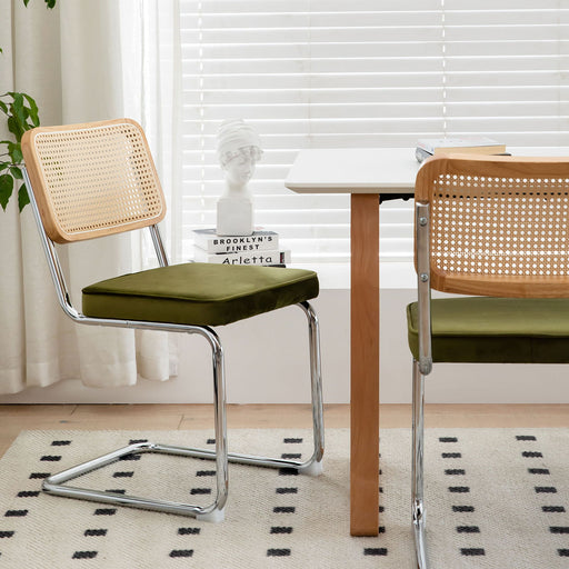 Rattan Side Accent Dining Chairs With Painted Legs (Set of 2) Home Essentials