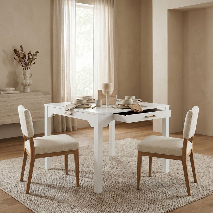 Alleyville - Square Dining Table With Storage Drawer - White Ridgecrest Home