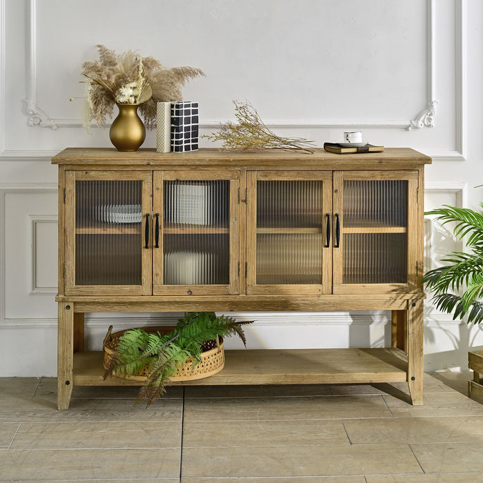 Rectangle Accent Sideboard Cabinet With Storage Shelf, Cabinet For Kitchen - Natural Wood Home Essentials