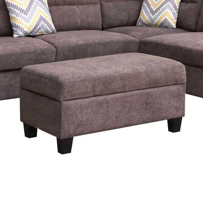 Diego - Fabric Sectional Sofa With Right Facing Chaise, Storage Ottoman, And 2 Accent Pillows