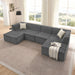 U-Shaped Modular Sectional Sofa With Chaise And Movable Ottoman With Wave-Shaped Armrest Home Essentials