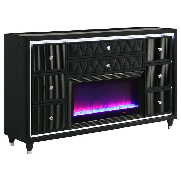Mika - 8 Drawer LED Fireplace Dresser Furniture Max