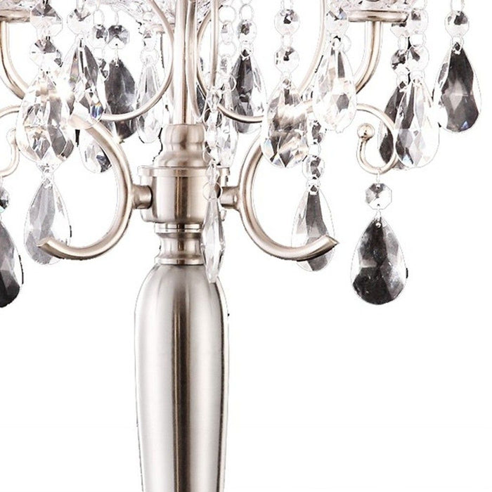 Glam Scroll Chandelier Faux Crystal Table Lamp - Silver
