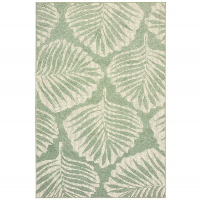 Floral Indoor / Outdoor Area Rug - Green / Ivory