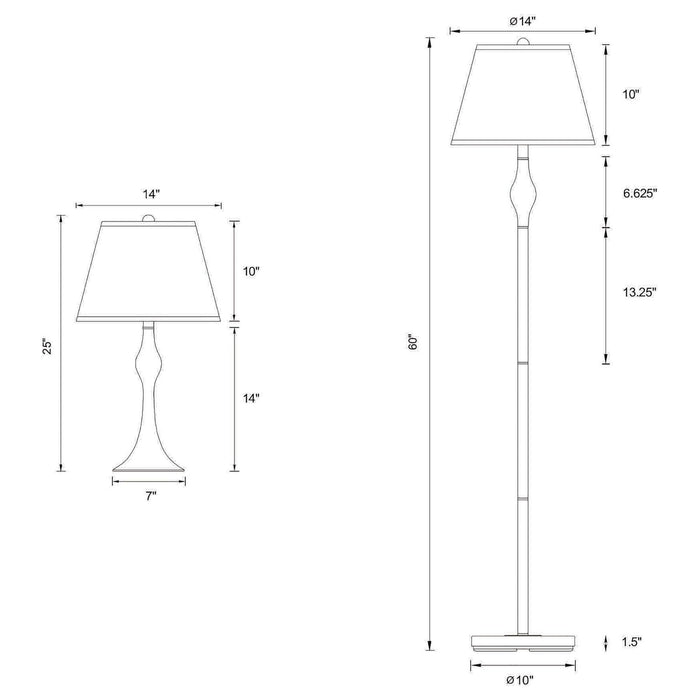 3 Piece Lamp Set, Floor Lamp And 2 Table Lamps - Silver Furniture Max