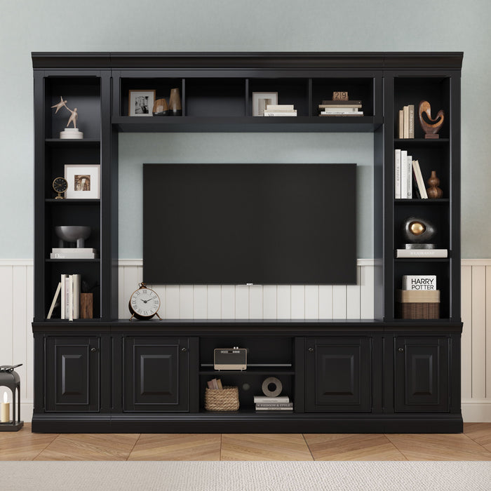 TV Stand With Hutch, Large Entertainment Center With Adjustable Shelves Hearth and Haven