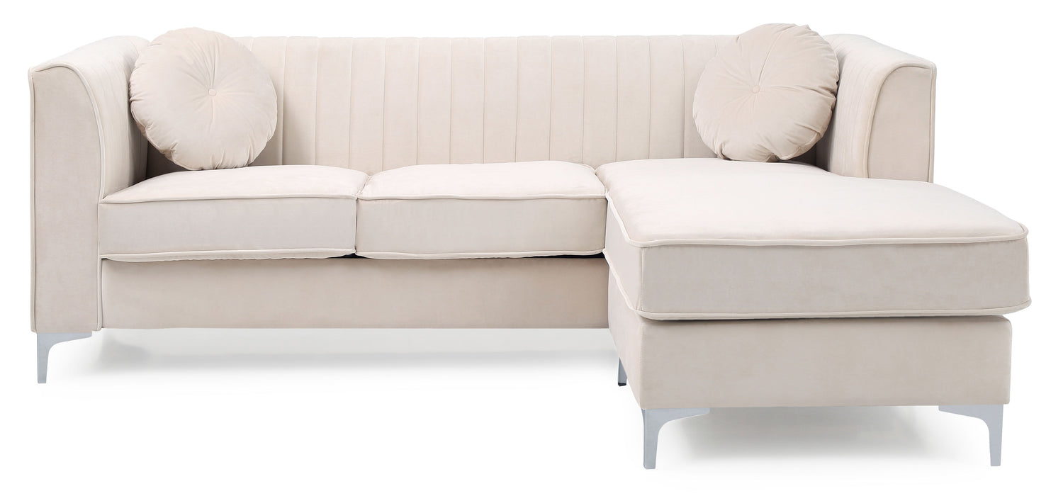 Glory Furniture Delray Sofa Chaise (3 Boxes), Ivory