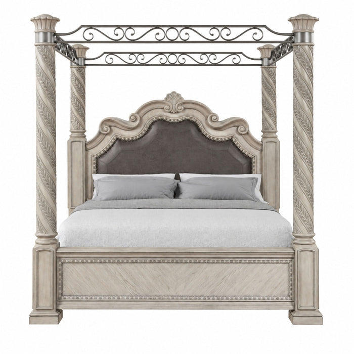 Panel Canopy King Bed - Gray Bernards Furniture