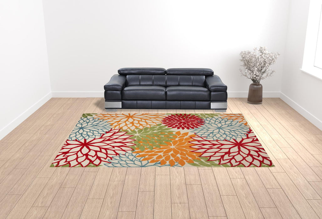 10' X 14' Floral Power Loom Area Rug - Green