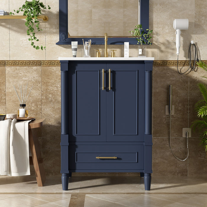 Bathroom Vanity With Ornate French Cylinder Legs, Soft Close Drawer Hearth and Haven