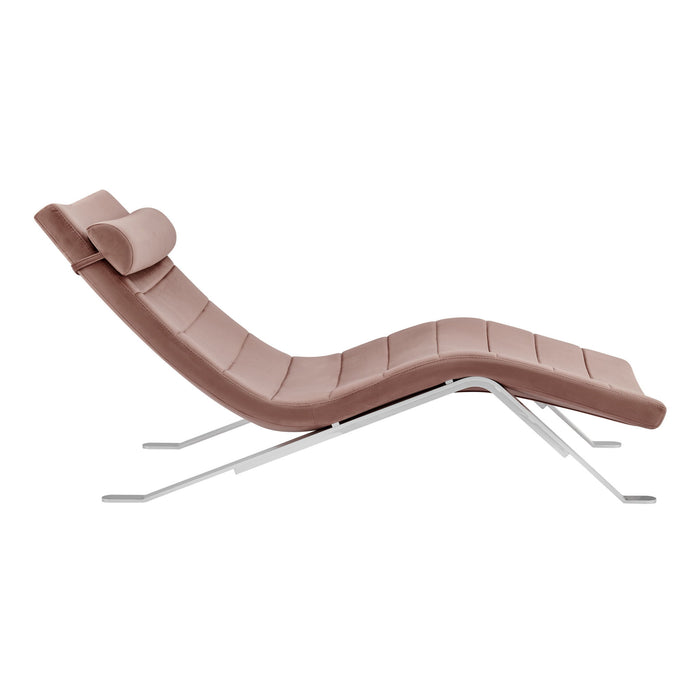 Velvet Lounge Chair - Rose And Silver