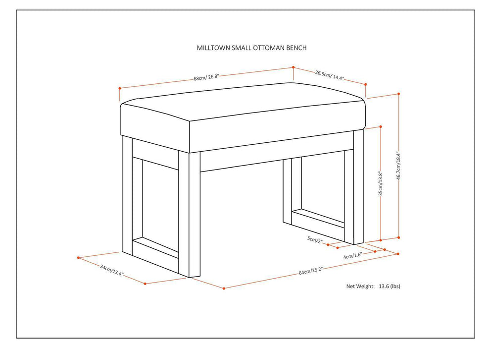 Milltown - Upholstered Ottoman Bench