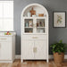 Arched Kitchen Pantry Cabinet With Adjustable Shelves & Barn Door Design Home Essentials