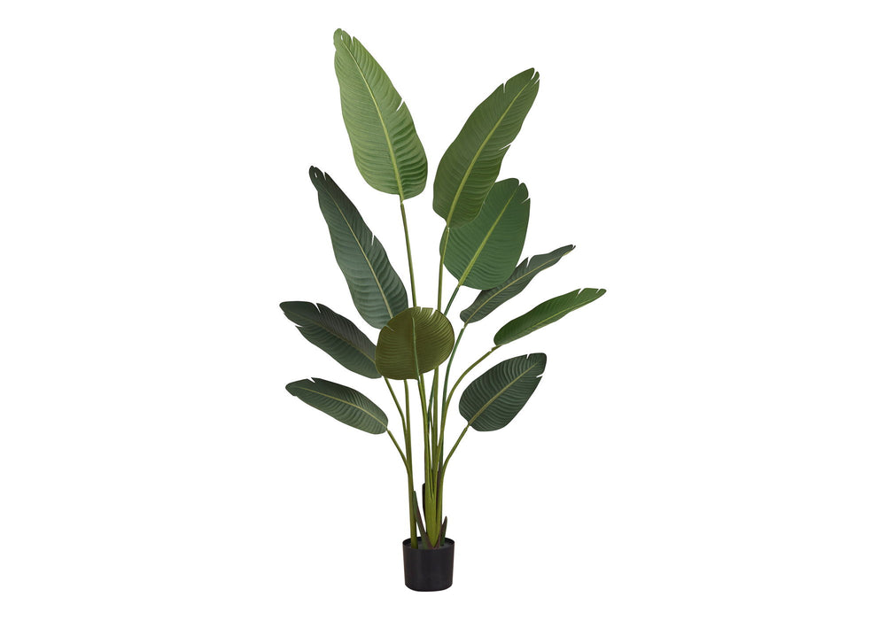 60" Tall, Artificial Plant, Bird Of Paradise Tree, Indoor, Faux, Fake, Floor, Greenery, Potted, Decorative - Green / Black 8th Street