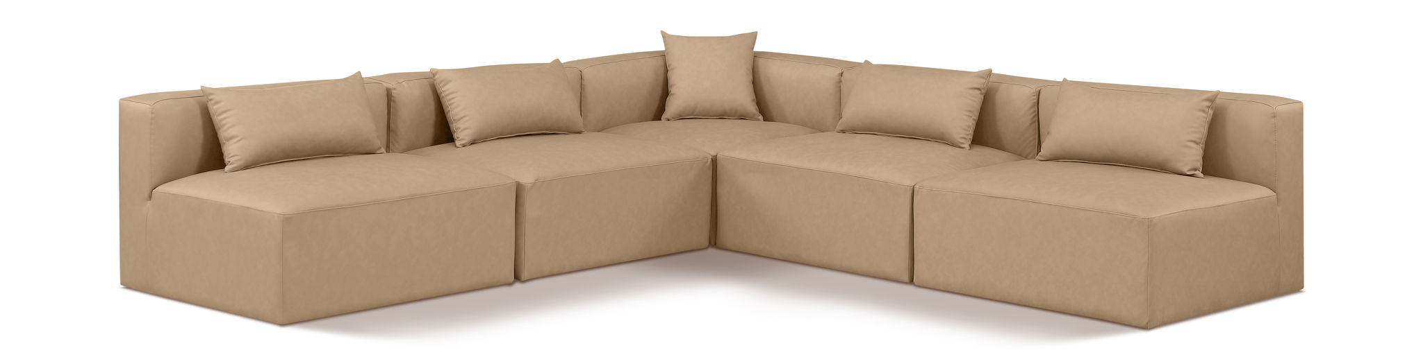 Cube - 5 Piece Modular Corner Armless Sectional - Tan Meridian Furniture
