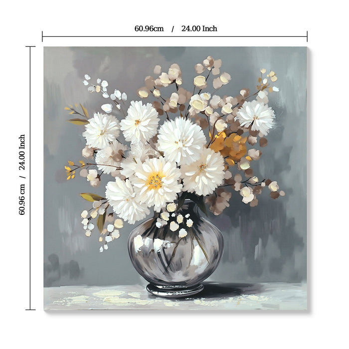 Chrysanthemum Vase Canvas Wall Art Decor Country - Stone White Daily Nest