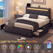 Upholstered Bed Frame With LED Lights, 4 Storage Drawers, Charging Station Home Essentials
