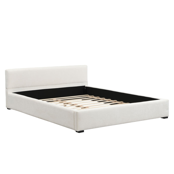 Queen Bed Wide Edge With Soft Upholstery - Beige Noble House