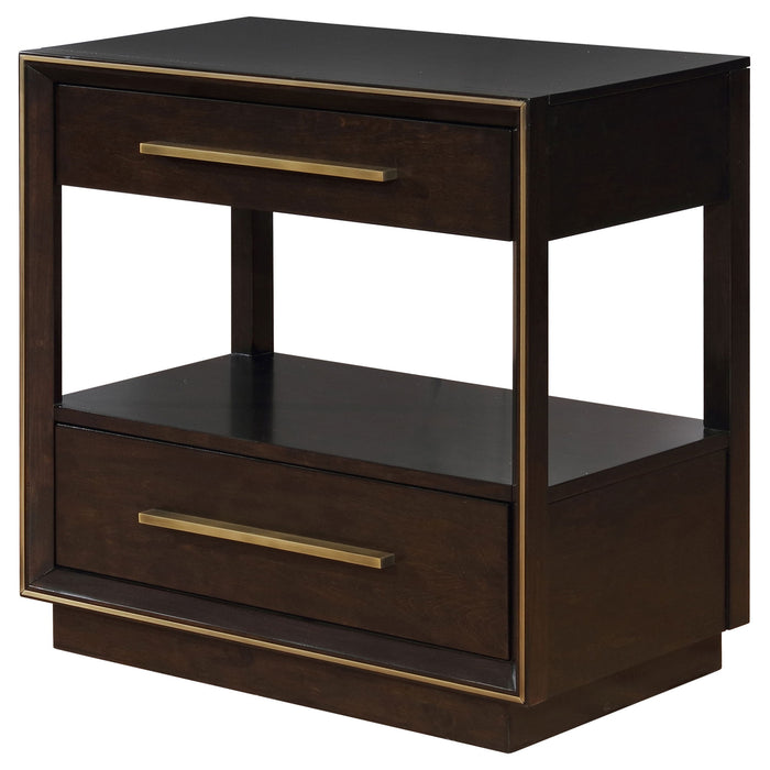 2 Drawer Nightstand With Trim And USB Charging - Brown Furniture Max