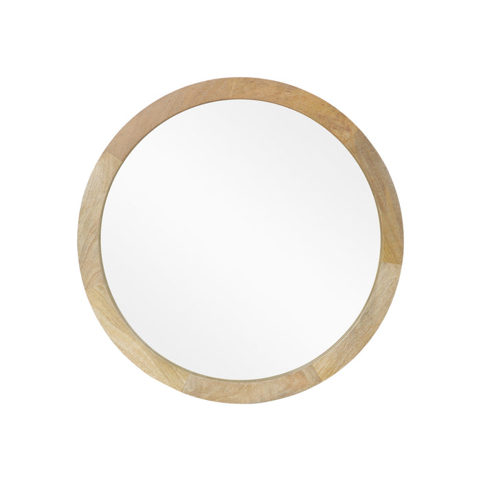 Mango Wood Round Mirror With Glass Surface - Natural
