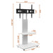 Mobile TV Stand With Shelf Floor Mount Cart For TVs With Lockable Wheels Ideal For Living Room Bedroom Or Office - White Home Essentials