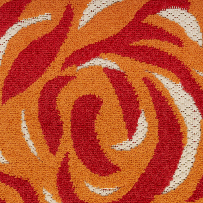 8' Round Floral Power Loom Area Rug - Blue / Orange