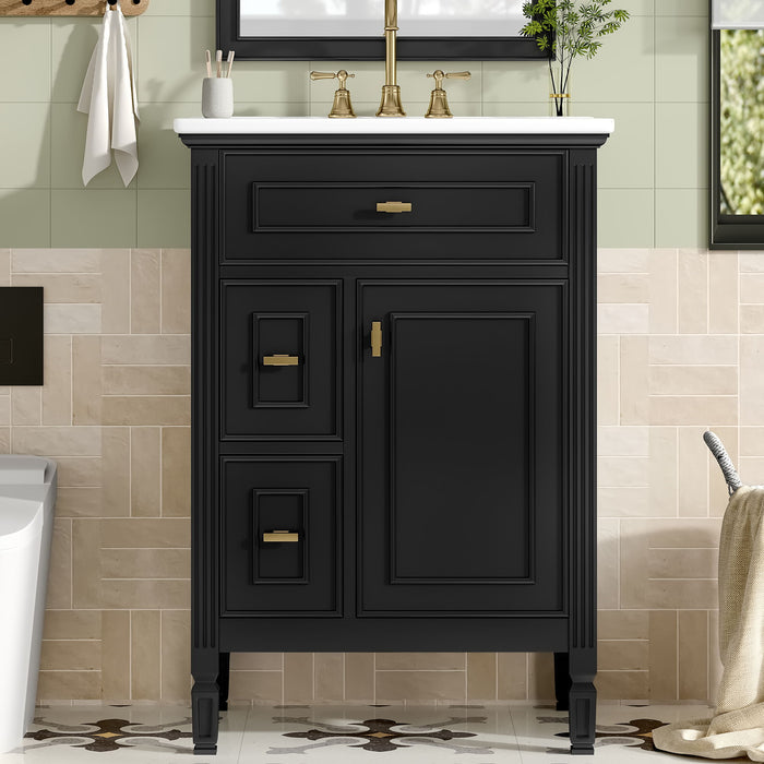 Bathroom Vanity With Sink, Flip Drawer, 2 Drawers, Adjustable Shelf Hearth and Haven