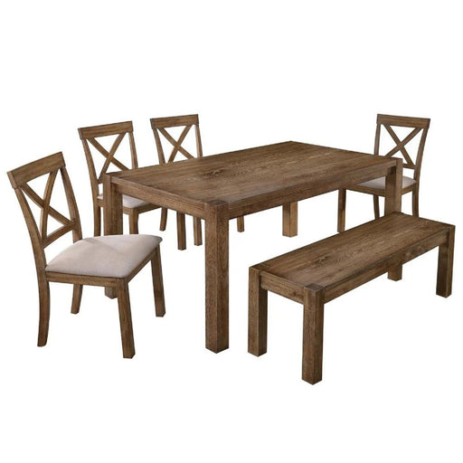 Dining Set With Table, Bench And 4 Chairs - Oak Home Essentials