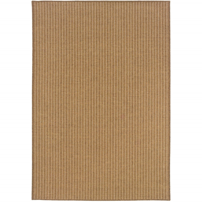 9' X 13' Striped Stain Resistant Outdoor / Indoor Area Rug - Tan