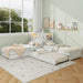 L-Shaped Bed Frame With Trundle, Built In Desk & LED Lighting Hearth and Haven