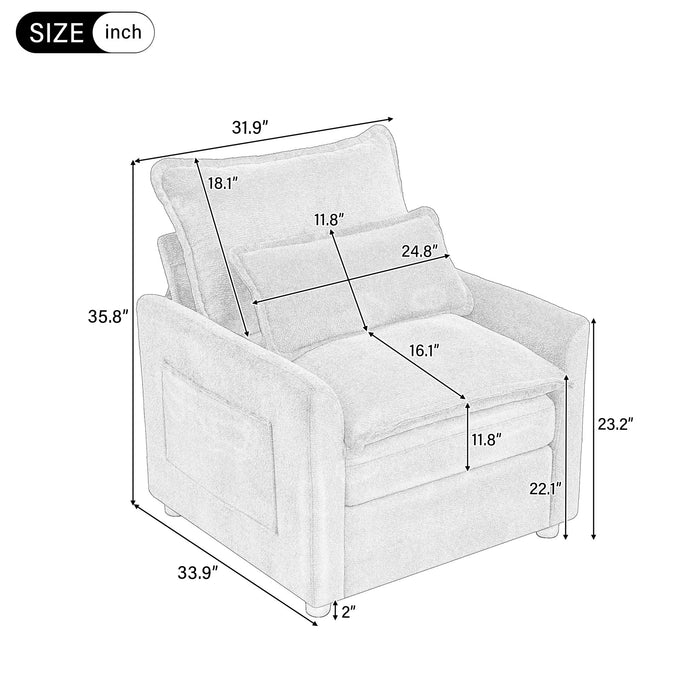 Modern Sofa Set With Double Layer Cushion And Side Storage Pockets Hearth and Haven