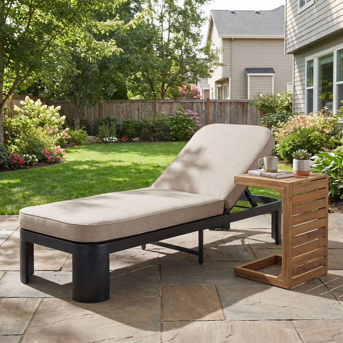 Outdoor Chaise Lounge Set With Side Table, 5 Position Adjustable Patio Recliner Noble House