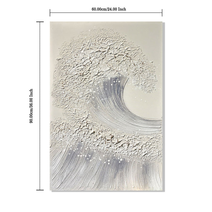 Ocean Wave Wall Art, Textured Canvas Painting With Accents (Set of 2) - Sage Green+Gold Daily Nest