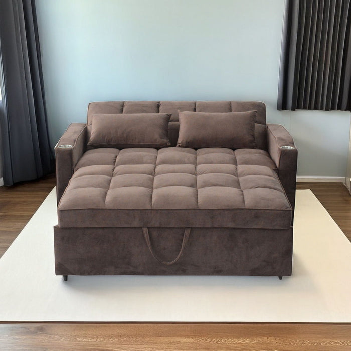 3 In 1 Convertible Sleeper Sofa Bed, Modern Fabric Loveseat Futon Sofa Couch With Pullout Bed, Small Love Seat Lounge Sofa With Reclining Backrest, Furniture For Living Room Home Essentials