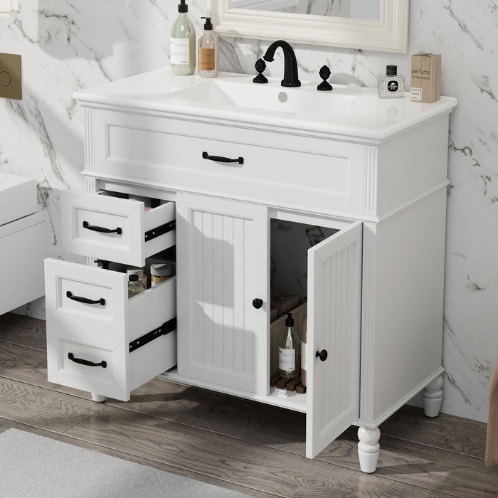 Bathroom Vanity With Sink, 2 Doors 2 Drawers, Freestanding Design Noble House