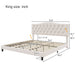 King Upholstered Platform Bed With Curved Adjustable Headboard And Diamond Tufted Details, No Box Spring Needed - Beige Hearth and Haven
