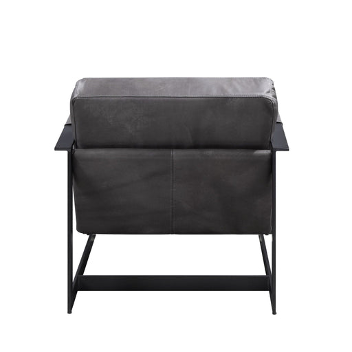 Locnos - Accent Chair - Gray Top Grain Leather & Black ACME