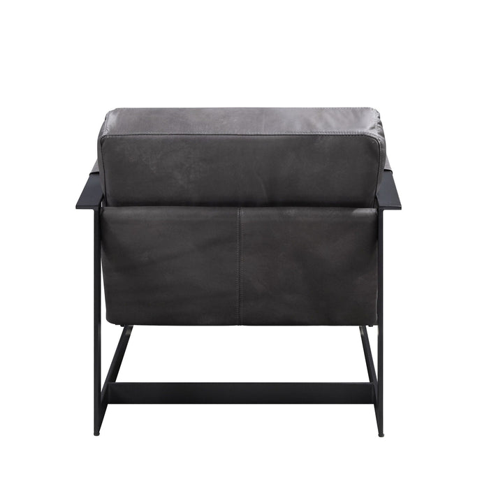 Locnos - Accent Chair - Gray Top Grain Leather & Black ACME