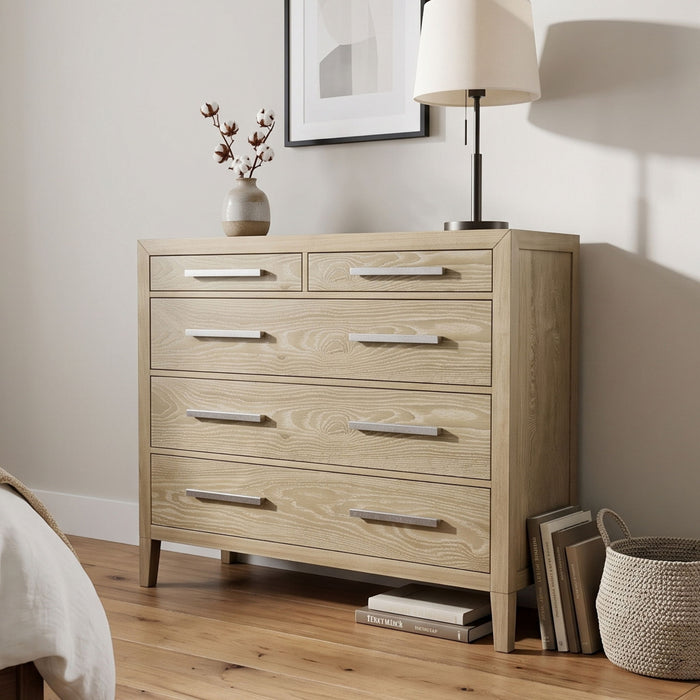 Adeline - 5 Drawers Chest - Natural Wood Wash Home Essentials