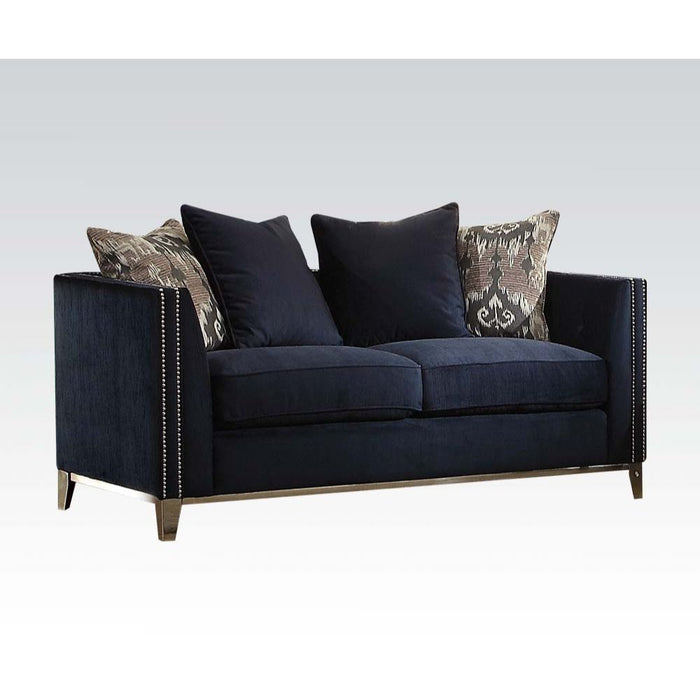 Phaedra - Loveseat With 4 Pillows - Blue Fabric ACME