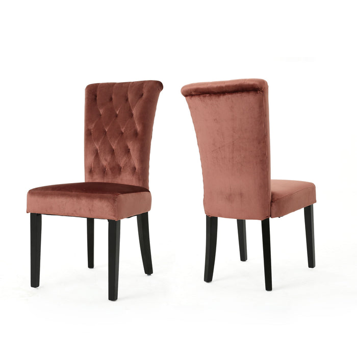 Elegant Velvet Tufted Dining Chair - Blush