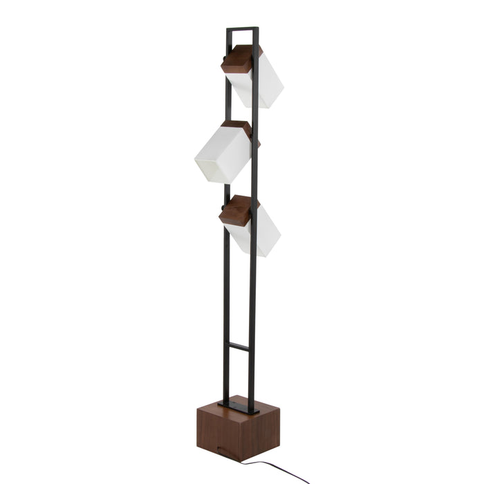 Bento - Contemporary Floor Lamp - Black / Walnut / White