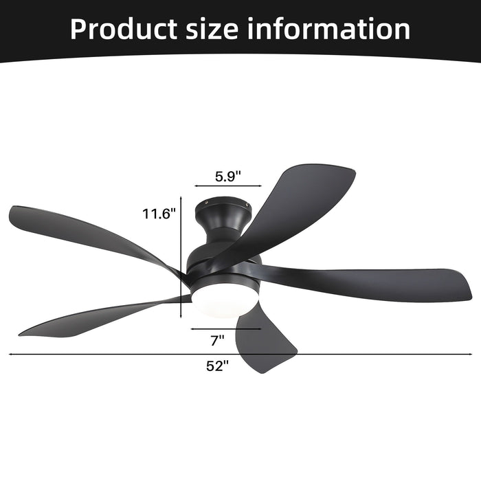 52" Ceiling Fan With 3 Color Dimmable LED Light, DC Reversible Motor, 6 Speed Settings Daily Nest
