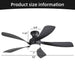 52" Ceiling Fan With 3 Color Dimmable LED Light, DC Reversible Motor, 6 Speed Settings Daily Nest