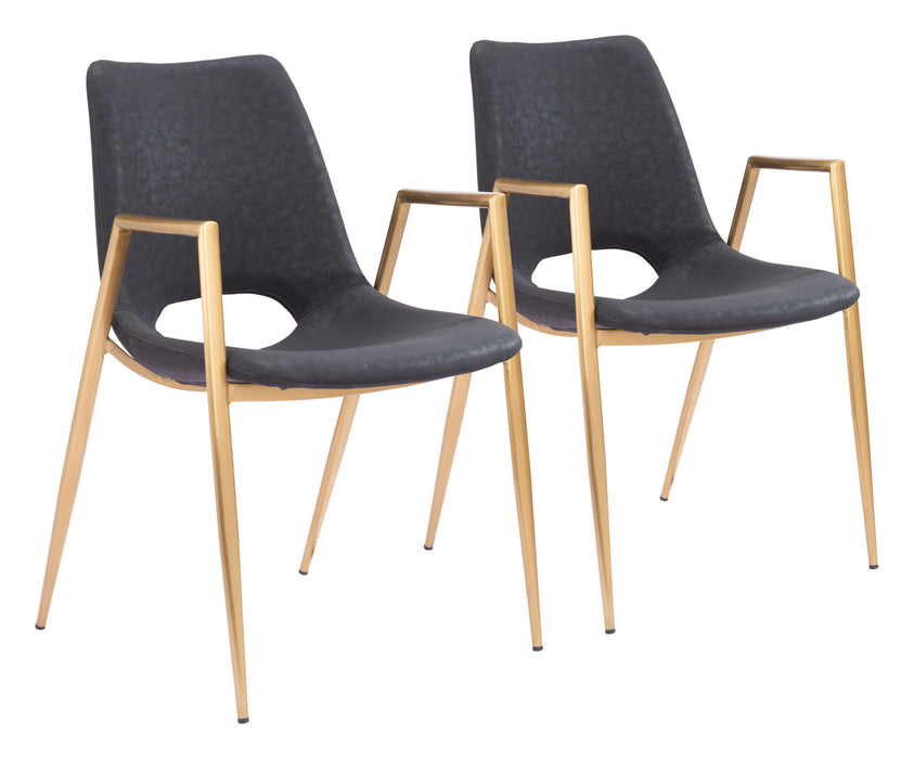 Desi - Dining Chair With Gold Legs (Set of 2) Zuo Modern