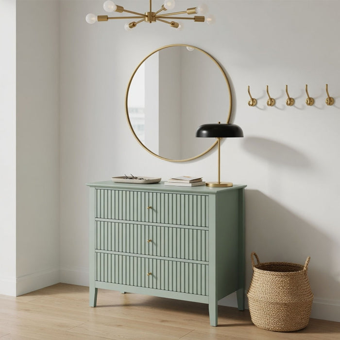 Fluted 3 Drawer Nightstand With Soft Close Slides Home Essentials