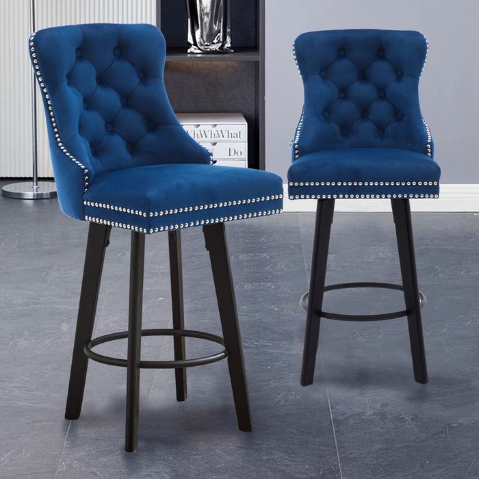 Swivel Bar Stools With Button Tufted Design And Rivet Trim Home Essentials