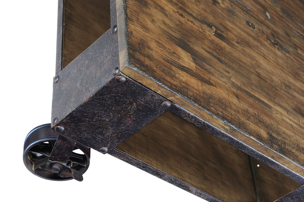 Pinebrook - Rectangular Cocktail Table (2 Braking Casters) - Distressed Natural Pine Magnussen Furniture